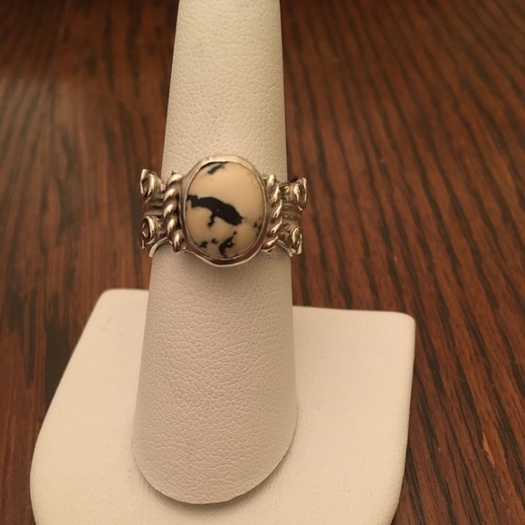 Vintage Jewelry - Vintage Sterling White Buffalo Turquoise Ring 7